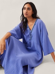 Monsoon Blue Leslie Embellished Maxi Kaftan - Image 2 of 4