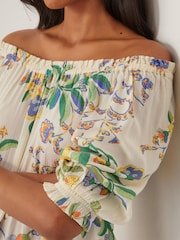 Monsoon Natural Kaia Floral Print Bardot Top - Image 3 of 3