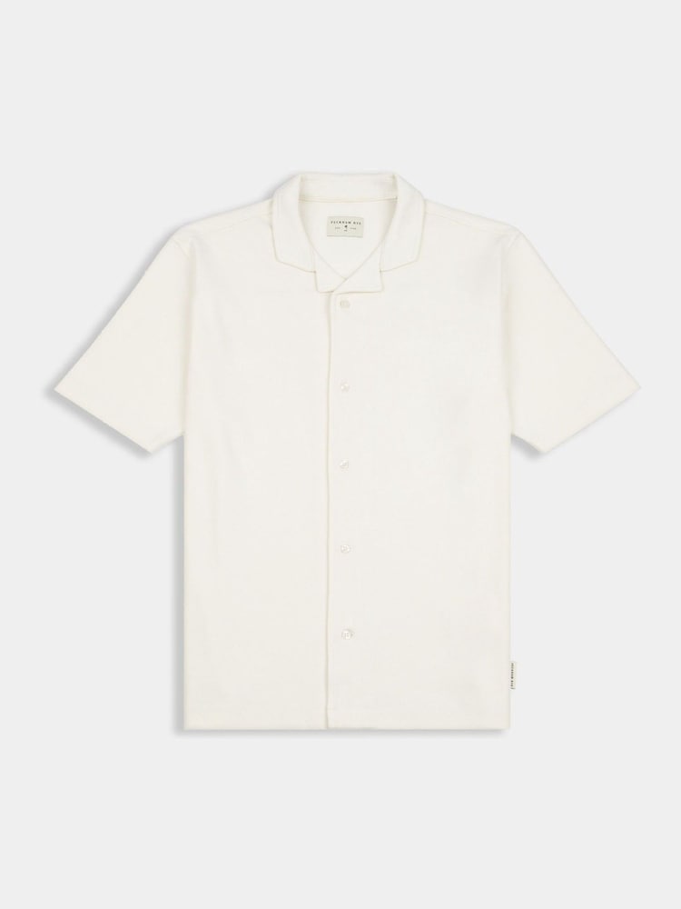 Peckham Rye Cream Mens Jersey Revere Shirt - Image 1 of 3 Peckham Rye Cream Mens Jersey Revere Shirt - Image 1 of 3