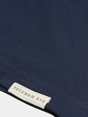 Peckham Rye Blue Mens Pique Texture T-Shirt - Image 3 of 3