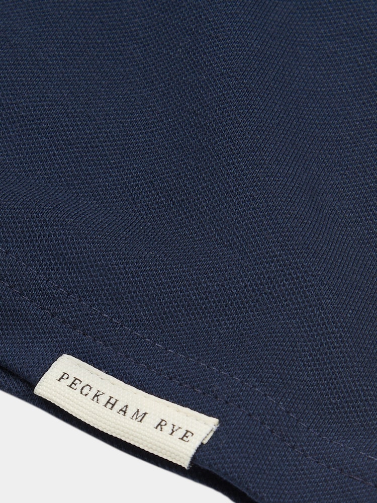 Peckham Rye Blue Mens Pique Texture T-Shirt - Image 3 of 3
