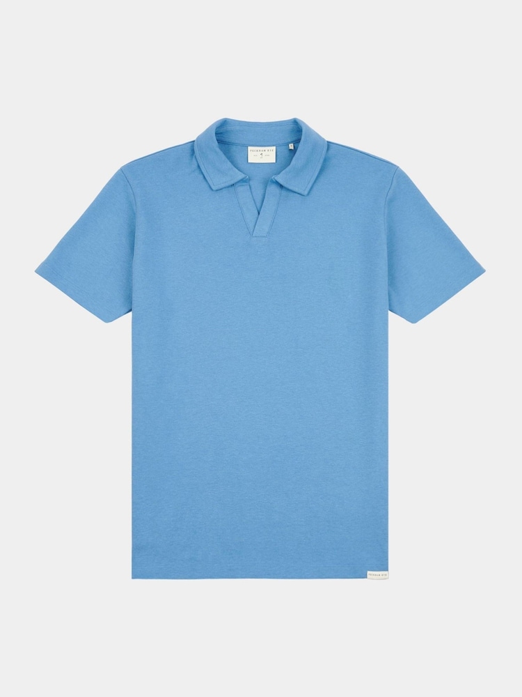 Peckham Rye Blue Mens Jersey Revere Polo Shirt - Image 1 of 3