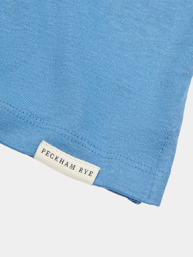 Peckham Rye Blue Mens Jersey Revere Polo Shirt - Image 3 of 3