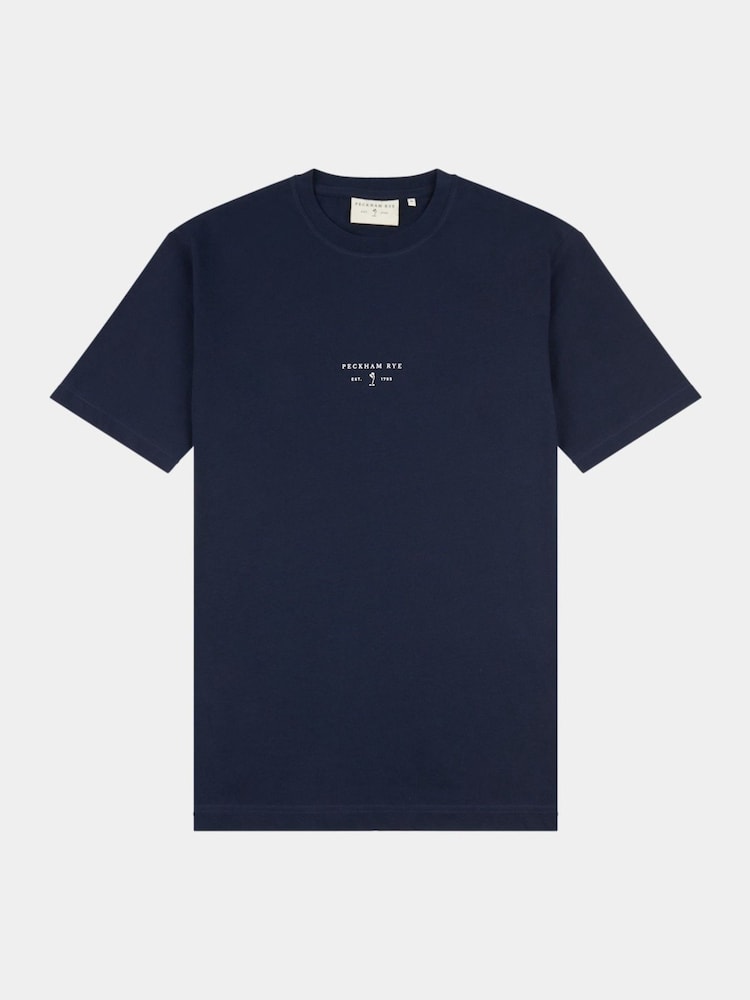 Синий - Peckham Rye Mens Logo 100% Cotton T-Shirt - Image 1 of 3