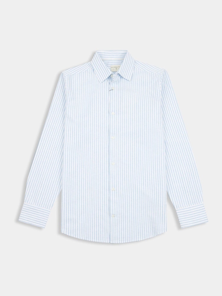 Peckham Rye Blue Mens Striped Oxford 100% Cotton Shirt - Image 1 of 5