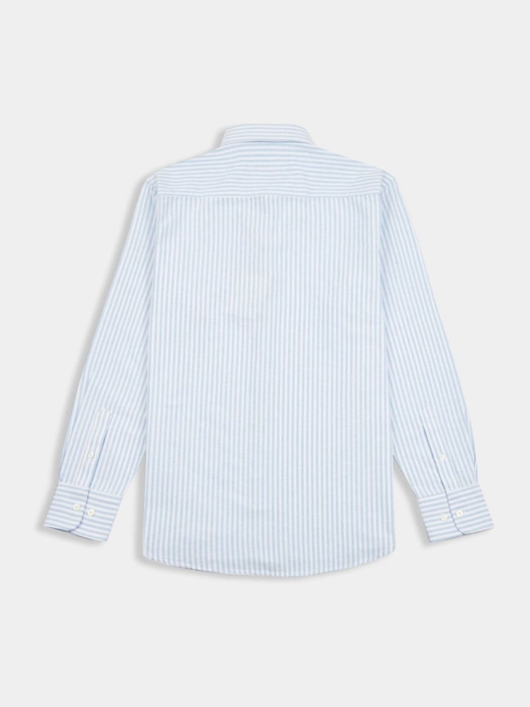 Peckham Rye Blue Mens Striped Oxford 100% Cotton Shirt - Image 2 of 5