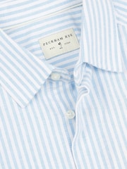 Peckham Rye Blue Mens Striped Oxford 100% Cotton Shirt - Image 3 of 5