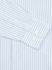 Peckham Rye Blue Mens Striped Oxford 100% Cotton Shirt - Image 4 of 5