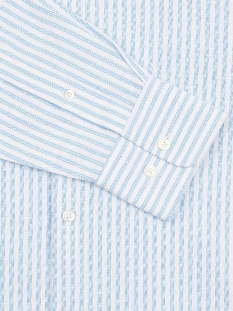 Peckham Rye Blue Mens Striped Oxford 100% Cotton Shirt - Image 4 of 5