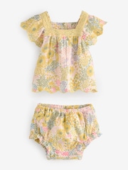 Gap Yellow Floral Ruffle Square Neck Outfit Set (Newborn-24mths) - Image 1 of 6