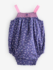Gap Navy/Blue Baby Square Neck Floral Bodysuit & Hat Set (Newborn-24mths) - Image 2 of 5