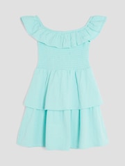 River Island Blue Girls Bardot Rara 100% Cotton Dress - Image 1 of 4