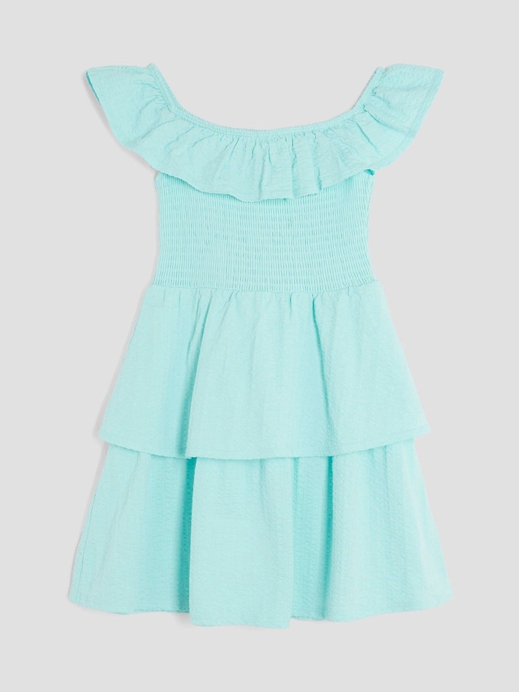 River Island Blue Girls Bardot Rara 100% Cotton Dress - Image 1 of 4