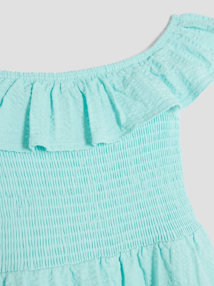 River Island Blue Girls Bardot Rara 100% Cotton Dress - Image 2 of 4