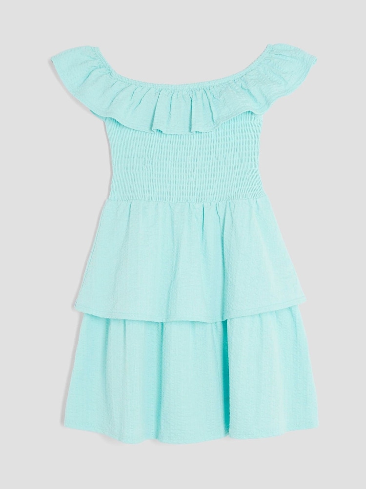 River Island Blue Girls Bardot Rara 100% Cotton Dress - Image 4 of 4