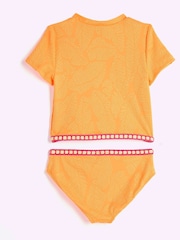 River Island Orange Girls Palm Textured T-Shirt Bikini - Image 2 of 4
