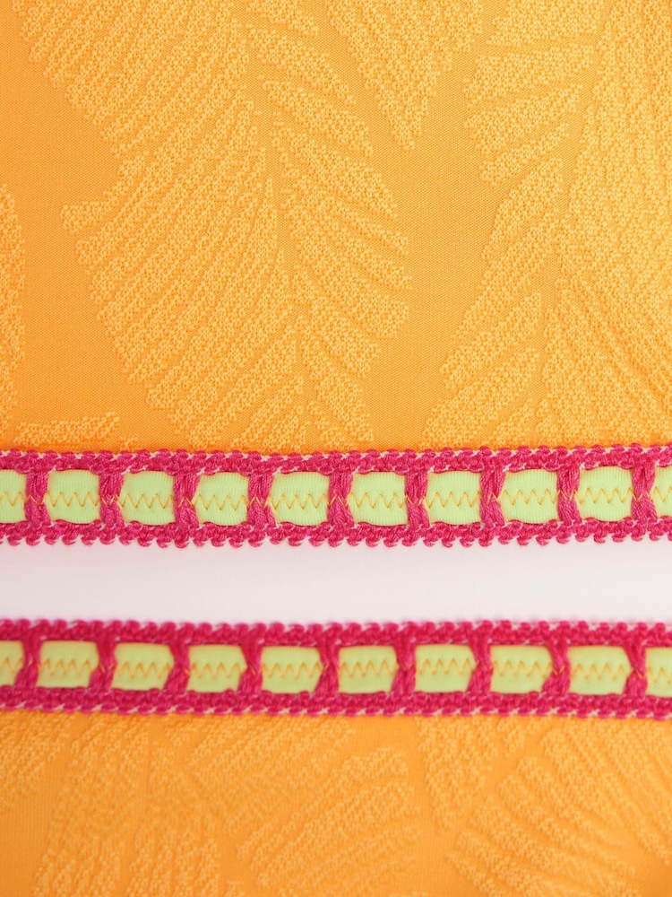 River Island Orange Girls Palm Textured T-Shirt Bikini - Image 4 of 4