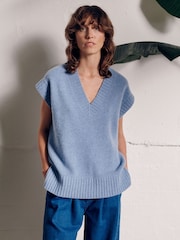 Vivere Blue Iva V-Neck Knitted Jumper - Image 1 of 4