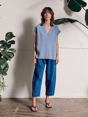 Vivere Blue Iva V-Neck Knitted Jumper - Image 3 of 4