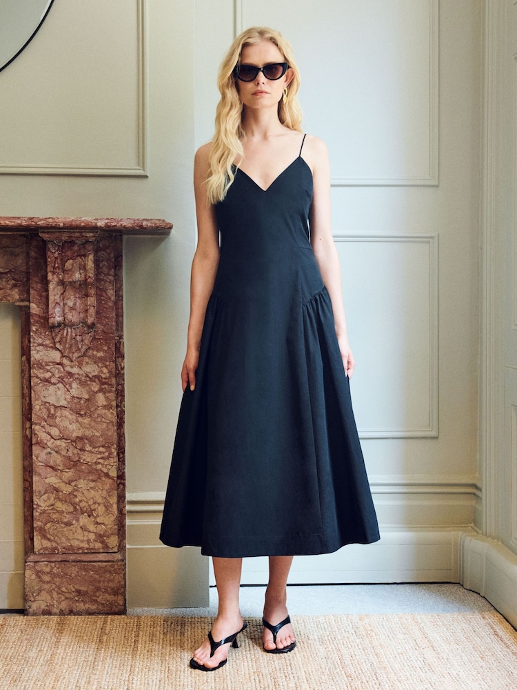 Vivere Black Mabel 100% Cotton Sundress - Image 1 of 4