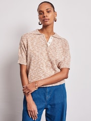Vivere Natural Anais Knitted Pocket Polo Shirt - Image 1 of 4