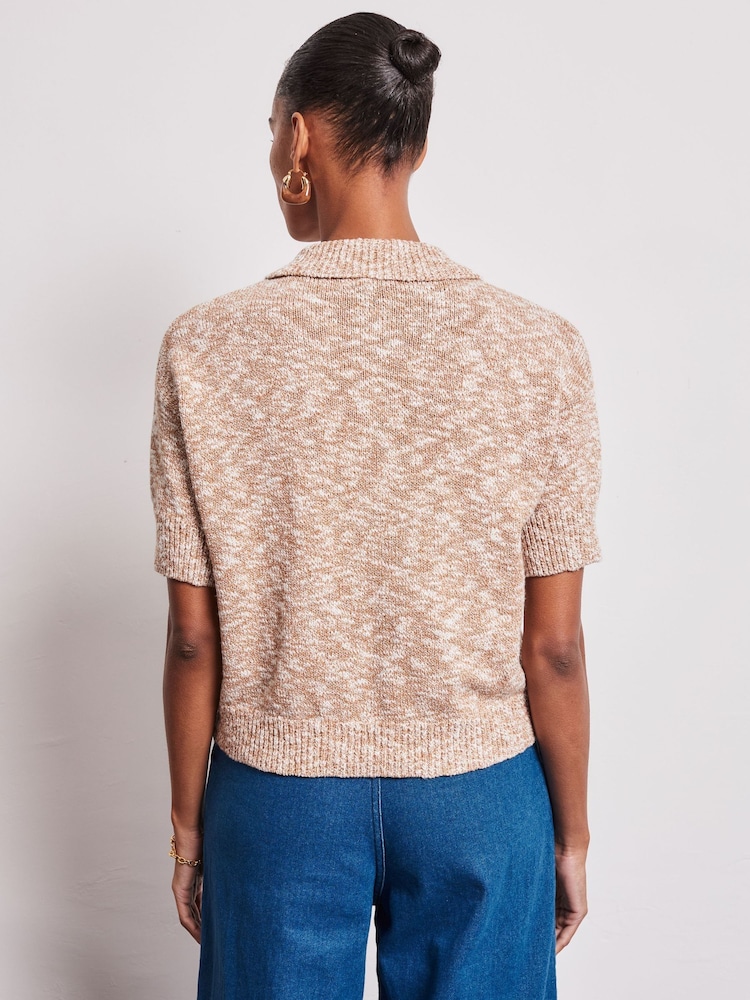 Vivere Natural Anais Knitted Pocket Polo Shirt - Image 2 of 4