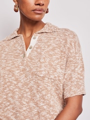 Vivere Natural Anais Knitted Pocket Polo Shirt - Image 3 of 4