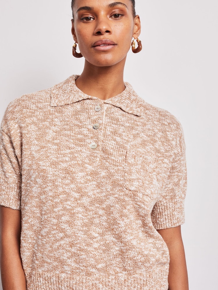 Vivere Natural Anais Knitted Pocket Polo Shirt - Image 4 of 4