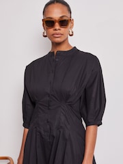 Vivere Black Nova Pleated 100% Cotton Dress - Image 3 of 4