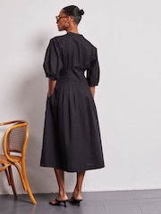 Vivere Black Nova Pleated 100% Cotton Dress - Image 4 of 4