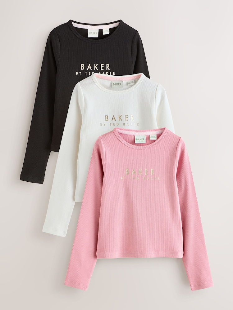 Baker by Ted Baker 3 Pack Ribbed Long Sleeve Tops - Image 1 of 9