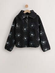 Black Flower Borg Half Zip Jumper - Image 1 of 3