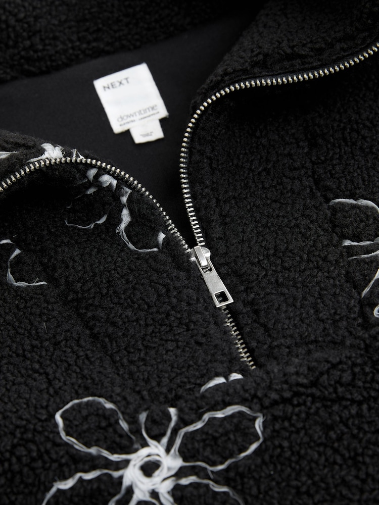 Black Flower Borg Half Zip Jumper - Image 2 of 3
