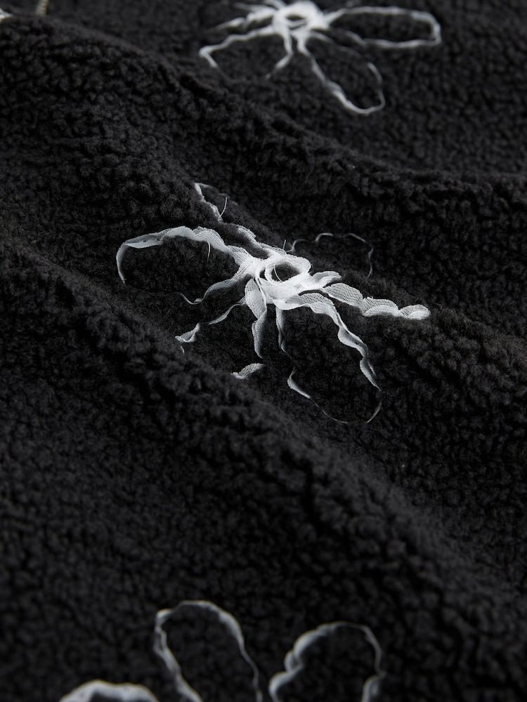 Black Flower Borg Half Zip Jumper - Image 3 of 3