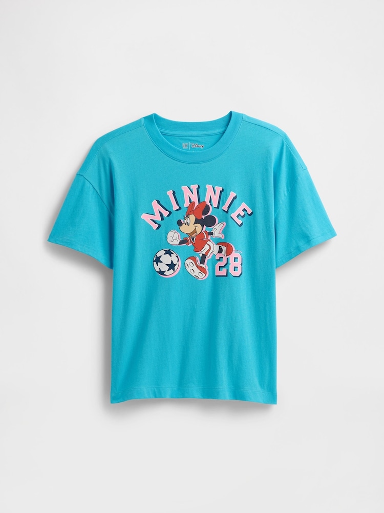 Gap Blue Disney Minnie Mouse Crew Neck T-Shirt (4-13yrs) - Image 1 of 3