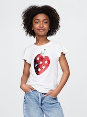 Blanco con fresas - Gap Flippy-Sequin Graphic T-Shirt (4-13yrs) - Imagen 1 de 4