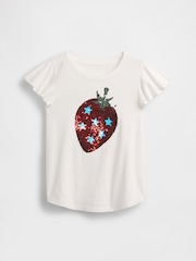 Blanco con fresas - Gap Flippy-Sequin Graphic T-Shirt (4-13yrs) - Imagen 3 de 4