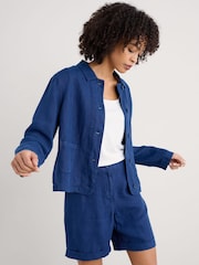 Seasalt Cornwall Aqua Blue Arame Linen Jacket - Image 3 of 5