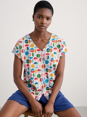 Seasalt Cornwall Multi Studio Glass V-Neck Jersey 100% Cotton Top - Image 1 of 5