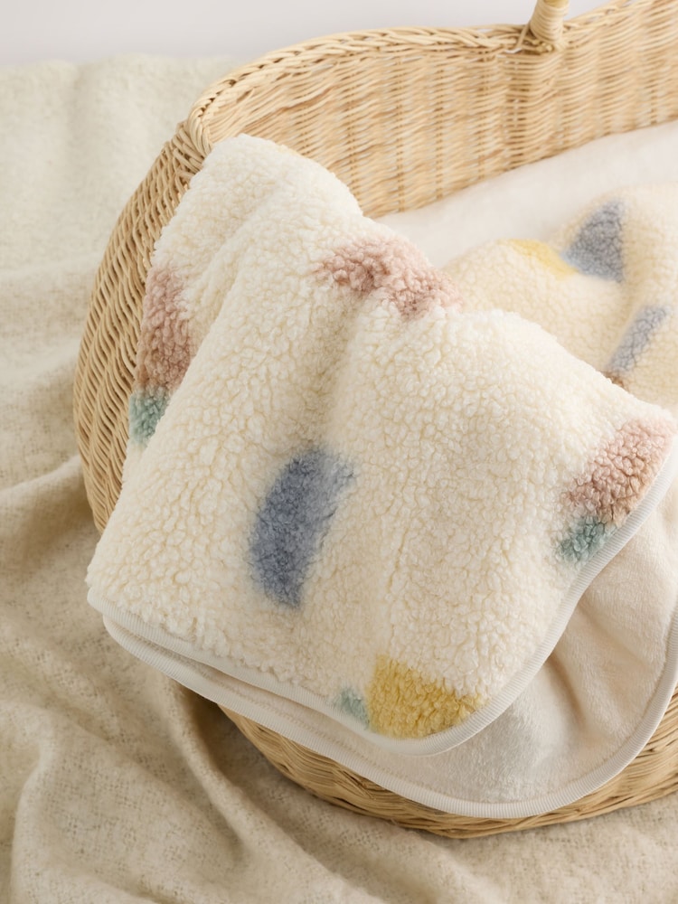 Cream Shapes Baby Fleece Blanket - Image 5 of 5