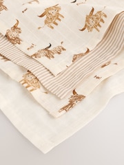 Neutral Hamish the Cow Baby Muslins Cloths 4 Pack - Image 3 of 5