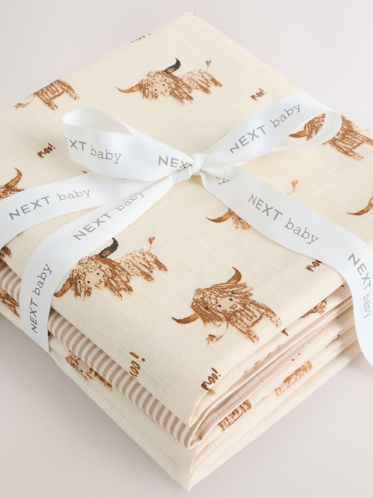 Neutral Hamish the Cow Baby Muslins Cloths 4 Pack - Image 5 of 5 Neutral Hamish the Cow Baby Muslins Cloths 4 Pack - Image 5 of 5