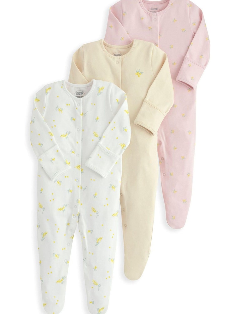 Mamas & Papas 100% Cotton Bicycle Print Sleepsuits 3 Pack - Image 1 of 3