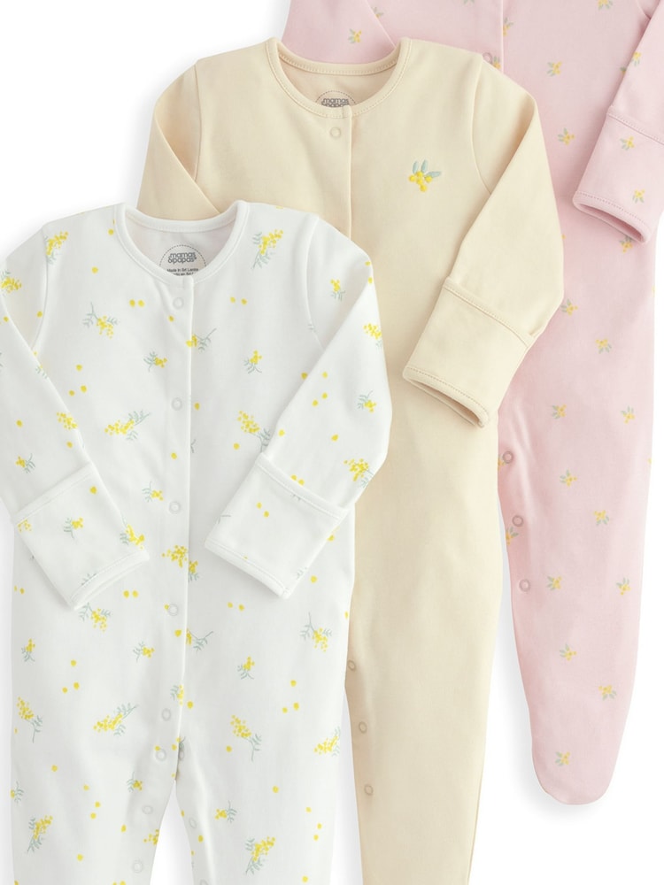 Mamas & Papas 100% Cotton Bicycle Print Sleepsuits 3 Pack - Image 3 of 3