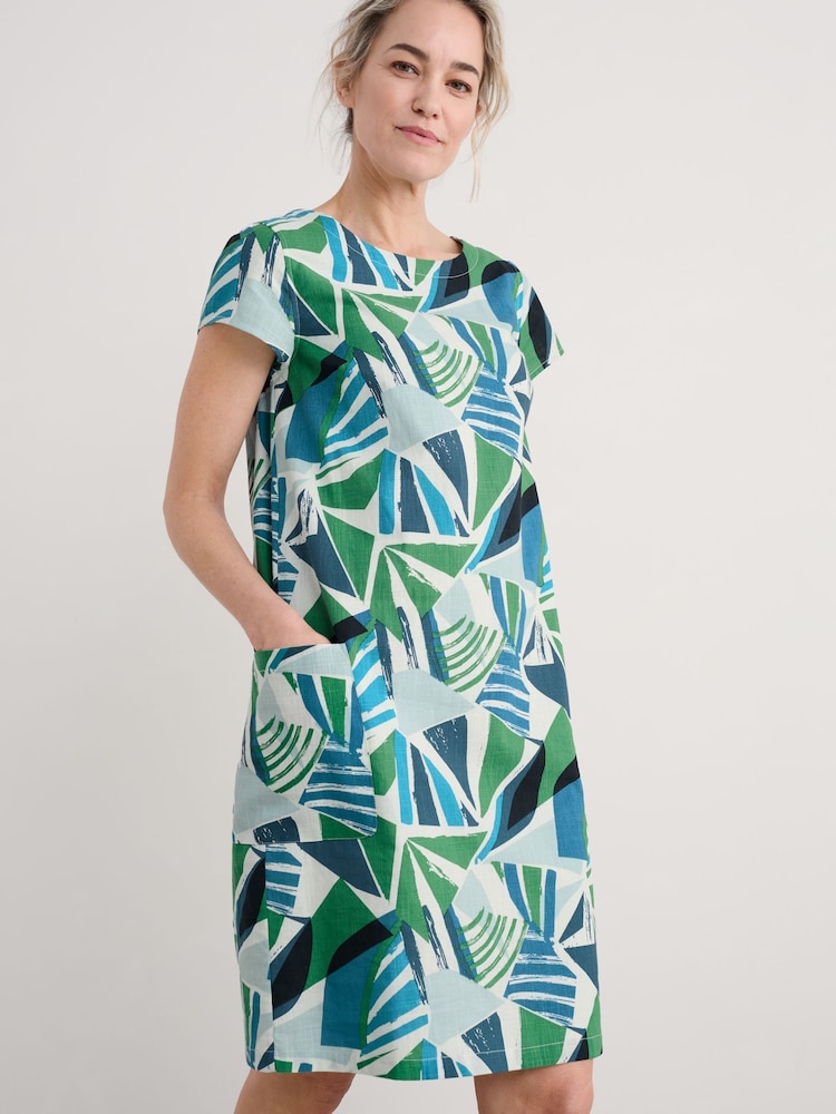 Seasalt Cornwall Green Petite River Cove Shift 100% Cotton Dress - Image 1 of 5