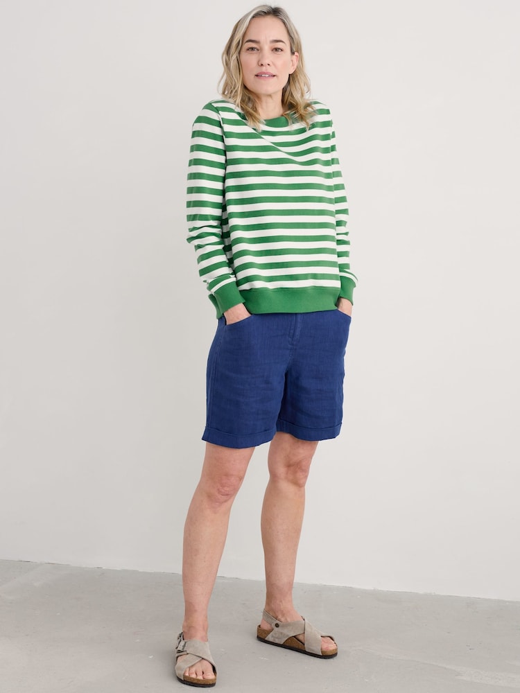 Seasalt Cornwall Green Nessa 100% Cotton Striped Sweatshirt - Image 1 of 5