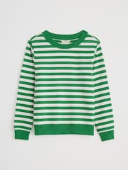 Seasalt Cornwall Green Nessa 100% Cotton Striped Sweatshirt - Image 4 of 5