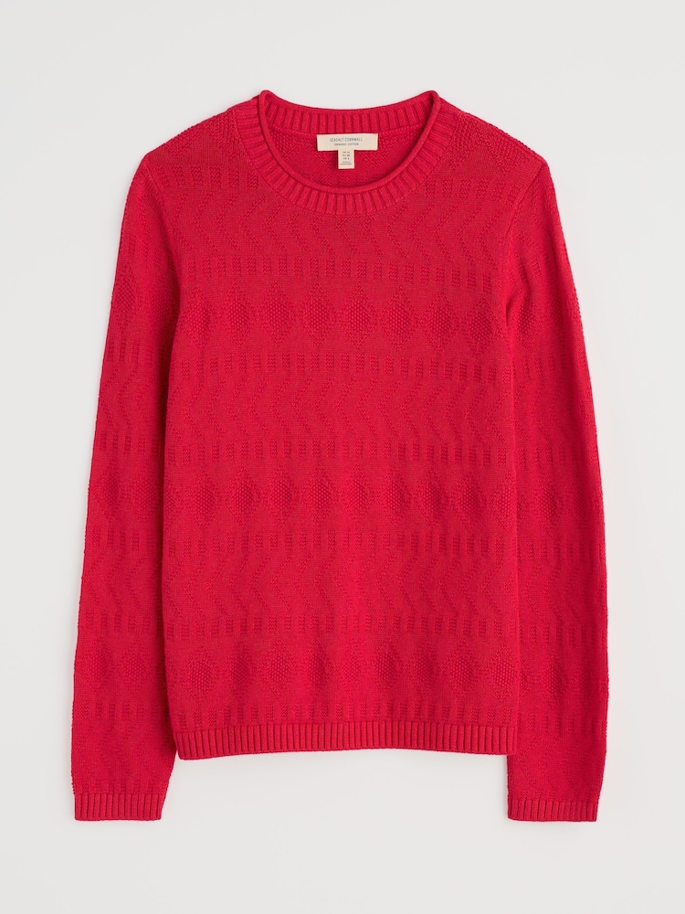 Seasalt Cornwall Red Kinter 100% Cotton Jumper - Image 4 of 5