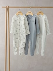 Mamas & Papas 100% Cotton Bicycle Print Sleepsuits 3 Pack - Image 1 of 3