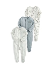 Mamas & Papas 100% Cotton Bicycle Print Sleepsuits 3 Pack - Image 2 of 3